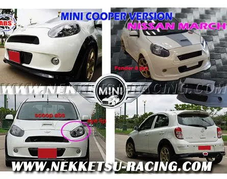 ชุดแต่งรถรอบคัน NISSAN MARCH ทรง Mini Cooper กันชนเต็ม