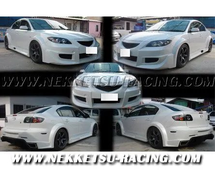 ชุดแต่งรอบคัน Mazda 3 Wide Body ผลิตจาก Fiber